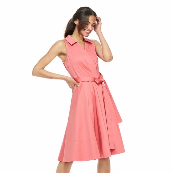 Gal Meets Glam Dresses & Skirts - Gal Meets Glam Heather Wrap Fit & Flare Dress Pink